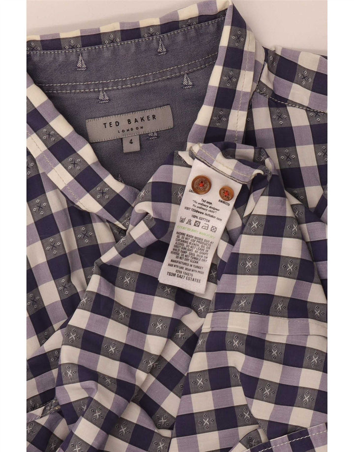 Ted Baker Chemise Homme Taille 4 Grand Violet Vichy Coton