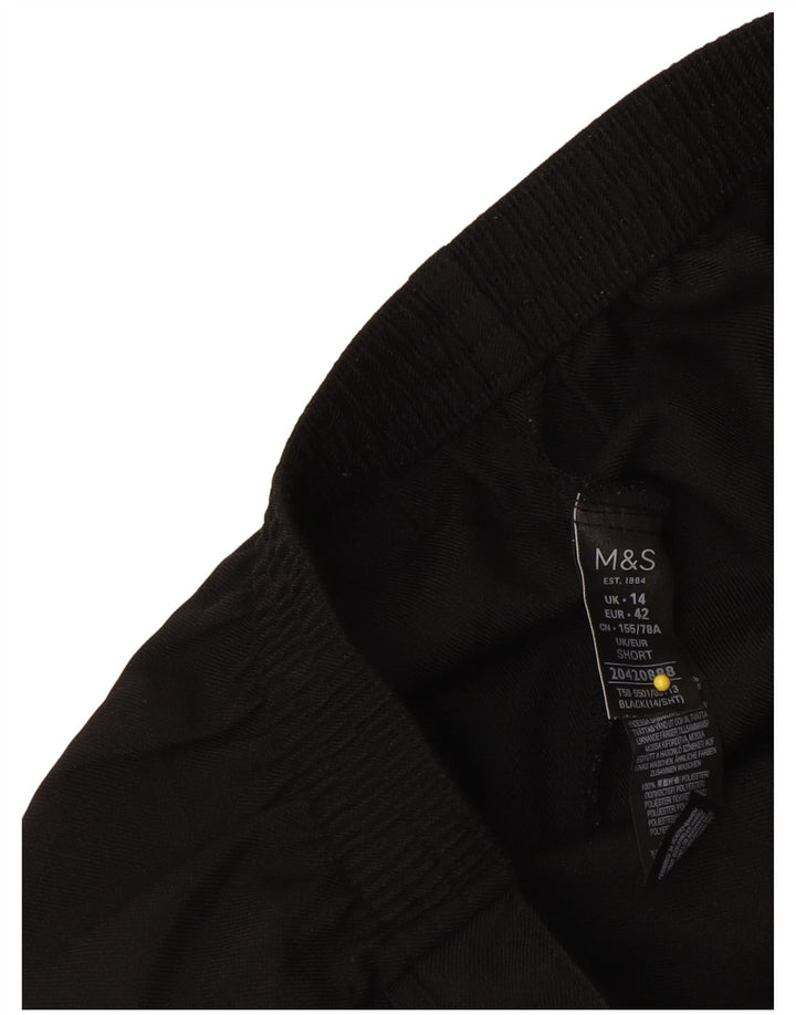 Marks & Spencer Pantalon court pour femme UK 14 Large W34 L24 Noir Polyester