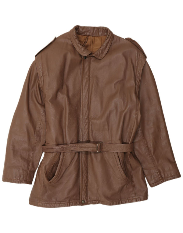 veste en cuir militaire vintage pour hommes IT 52 XL Marron