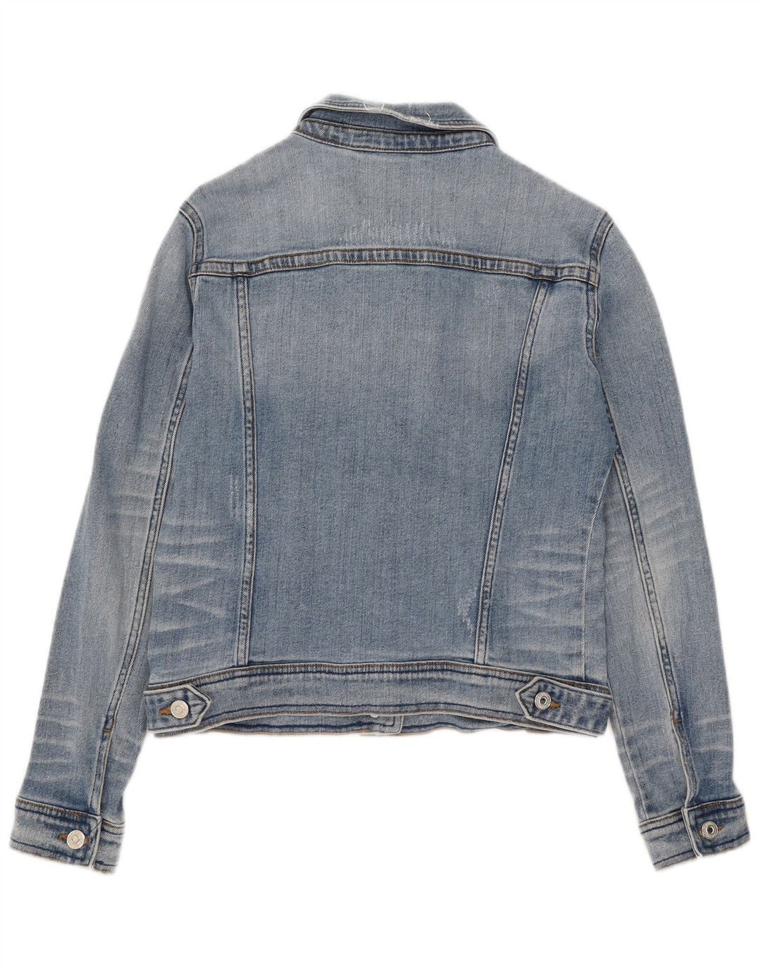 Zara Womens Crop Denim Jacket UK 12 Bleu Moyen Coton