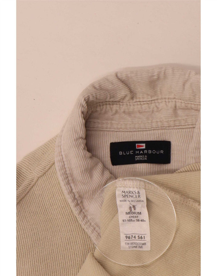 Marks & Spencer Polo à Manches Longues Homme Coton Beige Moyen