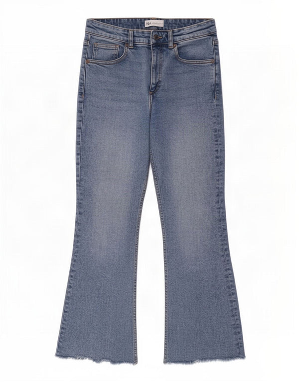 Zara Womens Crop Bootcut Jeans EU 38 Small W28 L26 Bleu Coton