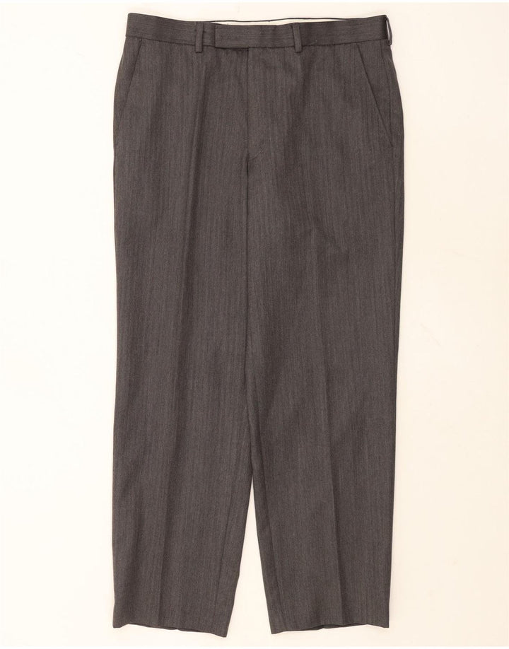 Marks & Spencer Pantalon de Costume Droit Homme W34 L29 Gris Laine