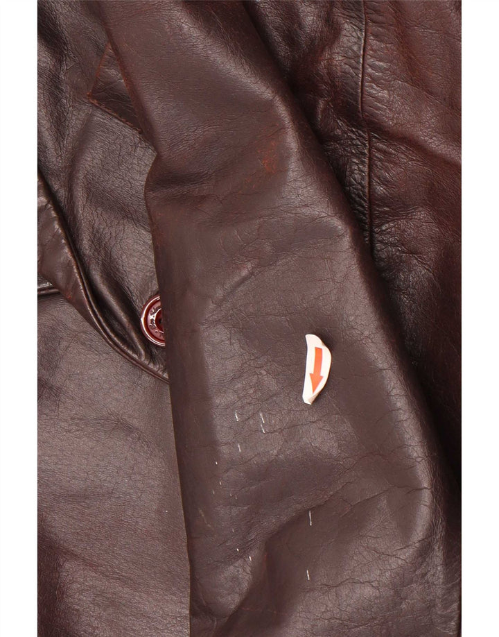 Ben Sherman Veste blazer en cuir à 3 boutons pour homme UK 38 Marron moyen