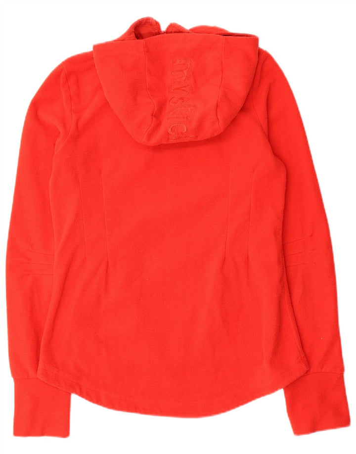 Veste polaire à capuche graphique femme vintage UK 10 petit polyester rouge