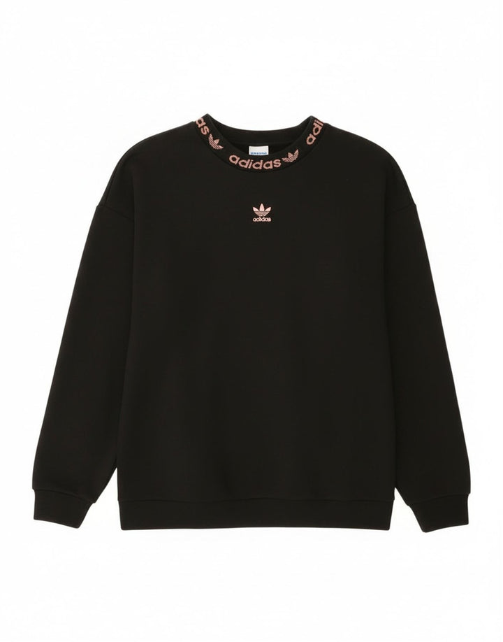 Adidas Sweat-shirt surdimensionné graphique pour femme UK 4 petit coton noir