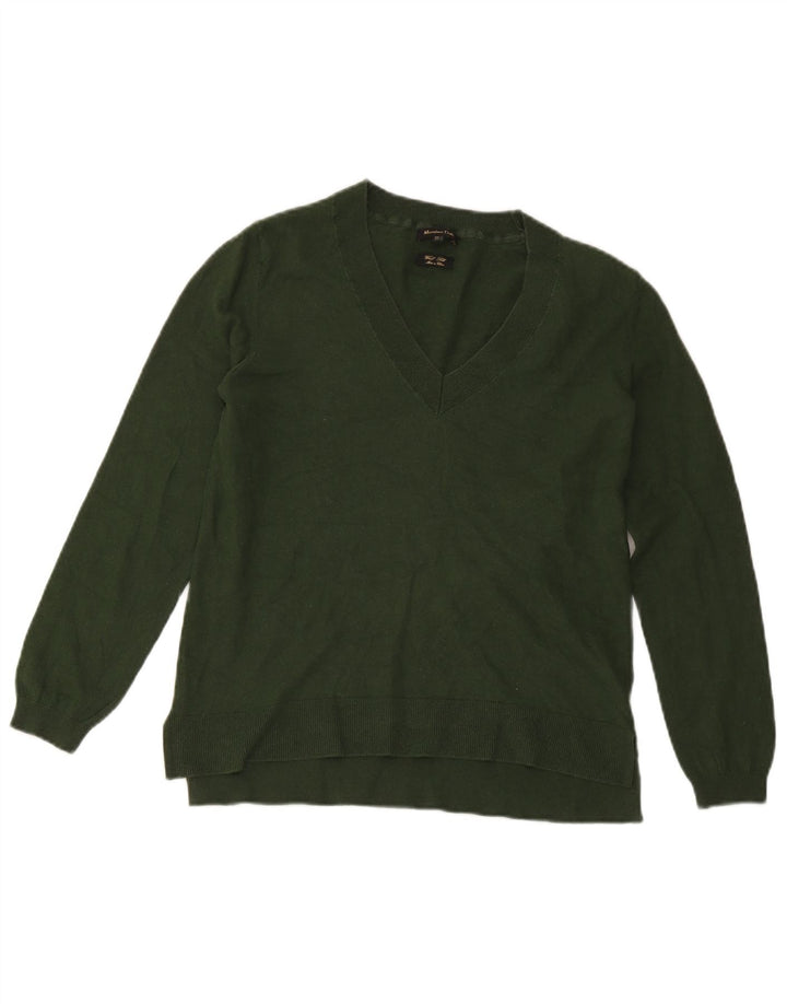 Massimo Dutti Pull col V pour femme UK 14 Large Vert