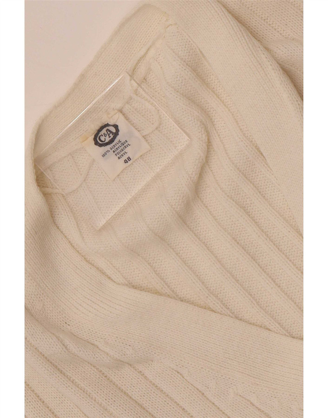 C & A Pull Cardigan Femme EU 48 2XL Acrylique Blanc