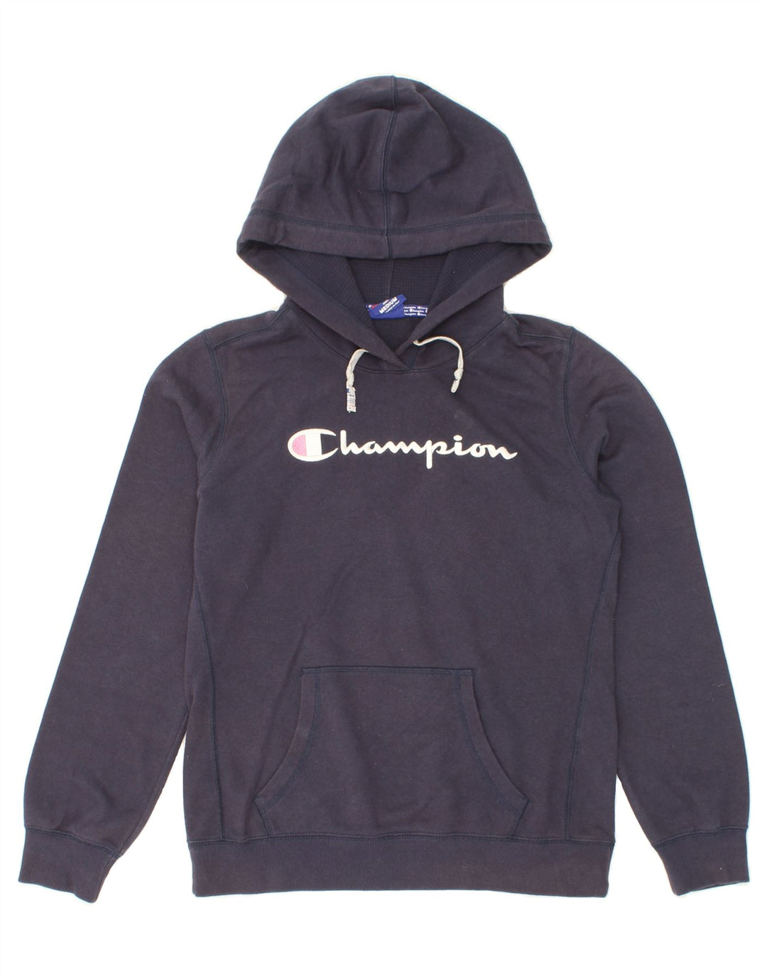CHAMPION Boys Graphic Hoodie Jumper 9-10 Years Medium Navy Blue Vintage Champion and Second-Hand Champion from Messina Hembry 