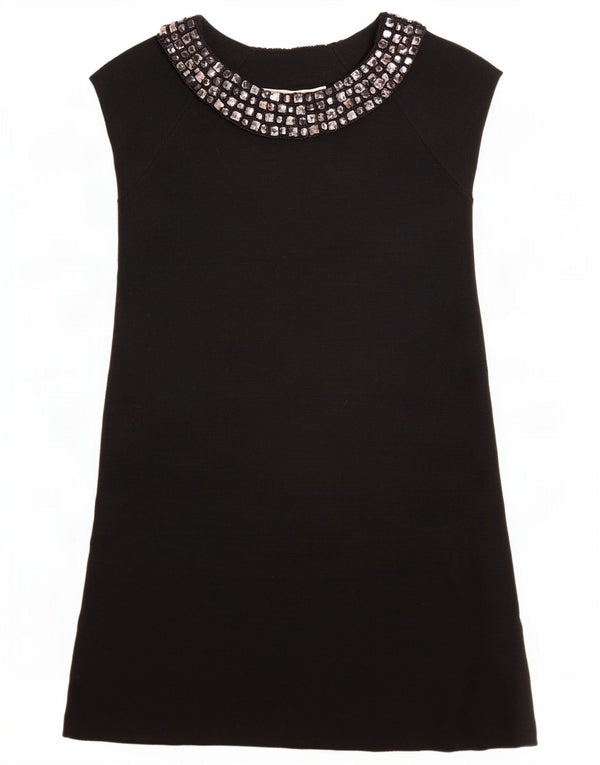 Zara Femme Robe Droite UK 8 Petit Acrylique Noir