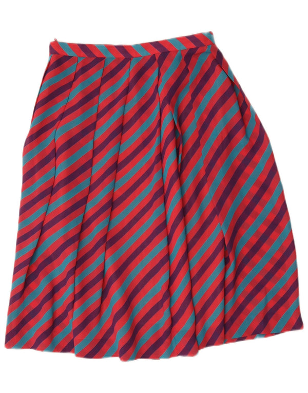 jupe évasée femme vintage IT 46 Large W28 Polyester rayé multicolore