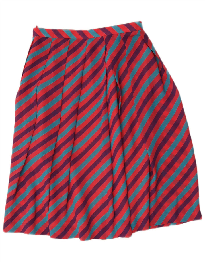 jupe évasée femme vintage IT 46 Large W28 Polyester rayé multicolore