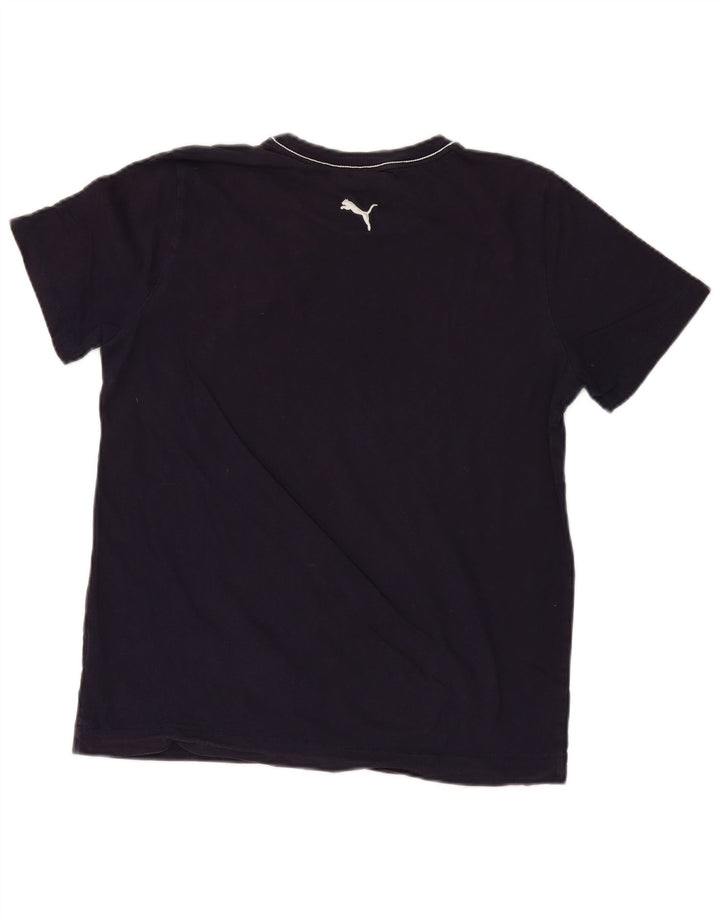 PUMA Mens Graphic T-Shirt Top Medium Navy Blue Cotton
