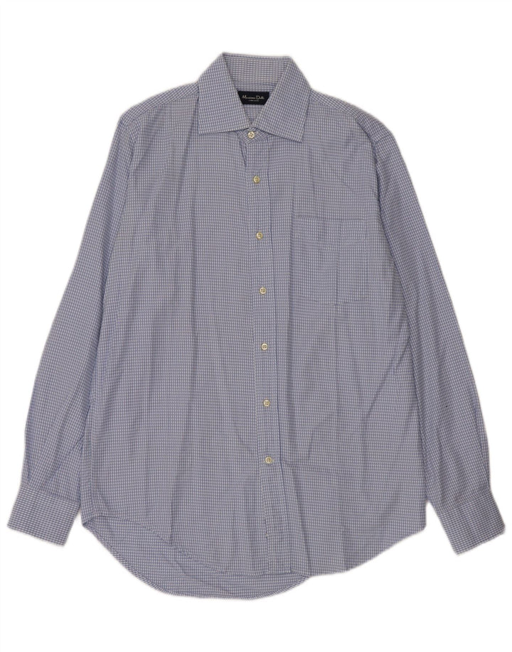 Massimo Dutti Chemise Homme Taille 40 Coton Pied-de-Poule Bleu Moyen