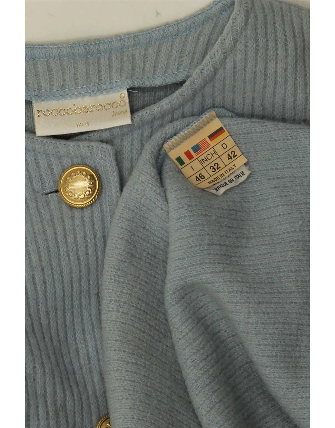 Roccobarocco Cardigan asymétrique graphique pour femme IT 46 Large Bleu
