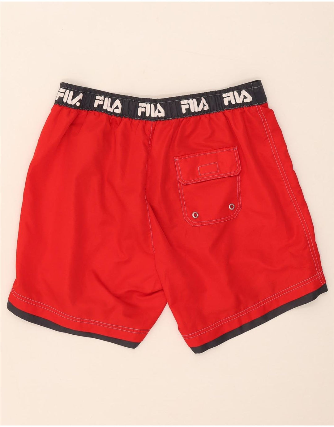FILA Short de Bain Graphique Homme Large Rouge Colourblock