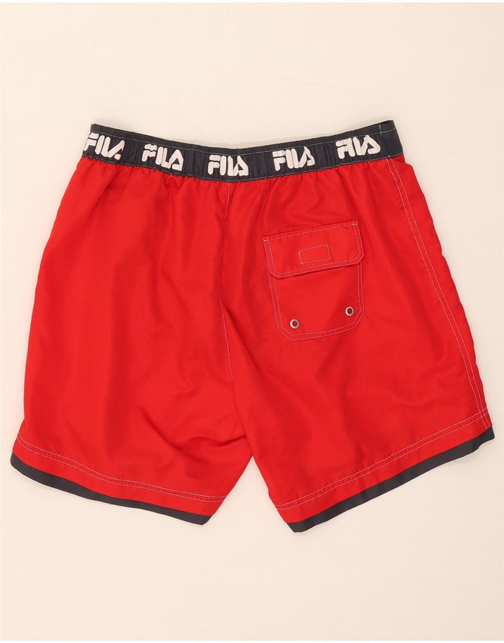 FILA Short de Bain Graphique Homme Large Rouge Colourblock