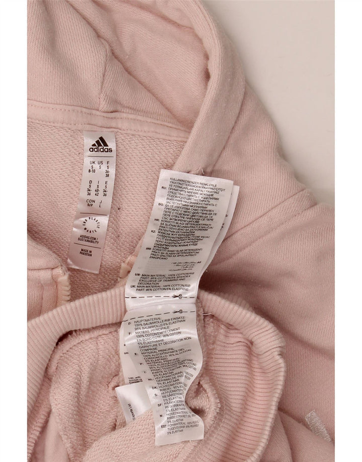 ADIDAS Pull à capuche zippé surdimensionné pour femme UK 8/10 Petit coton rose