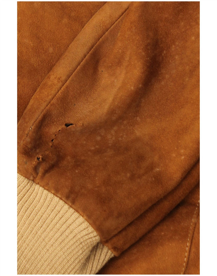 Veste Bomber En Daim Vintage Homme IT 52 XL Cuir Marron