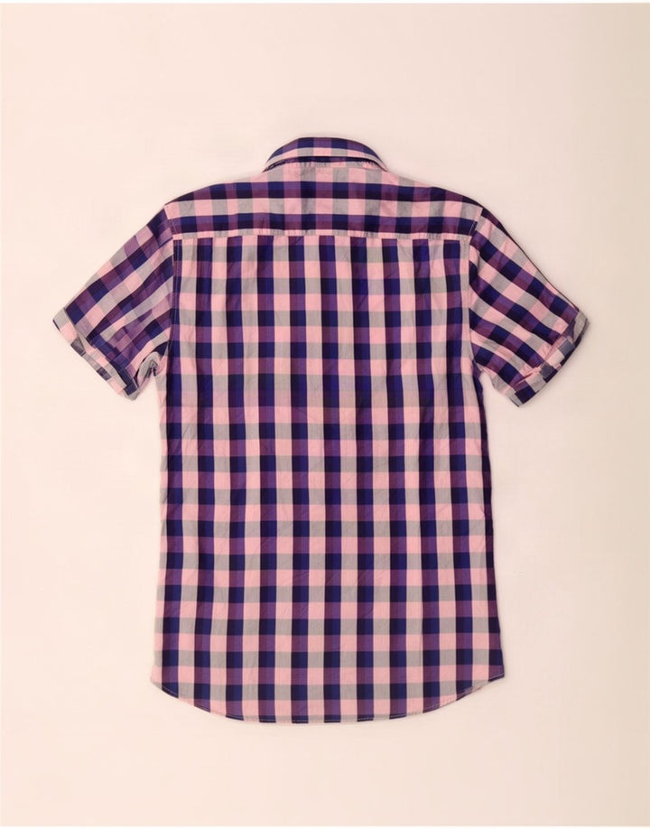 Ted Baker Chemise à manches courtes pour homme Taille 3 Medium Multicolore Check Coton