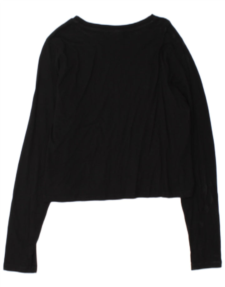 Fila Haut court graphique à manches longues pour femme UK 14 Large Noir