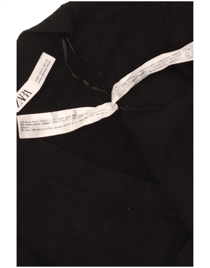 ZARA Womens Crop Cardigan Pull UK 14 Moyen Noir Viscose