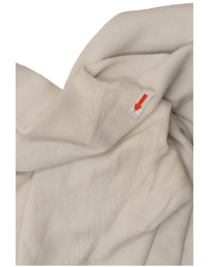 ZARA Womens V-Neck Jumper Sweater UK 14 Large White Cotton