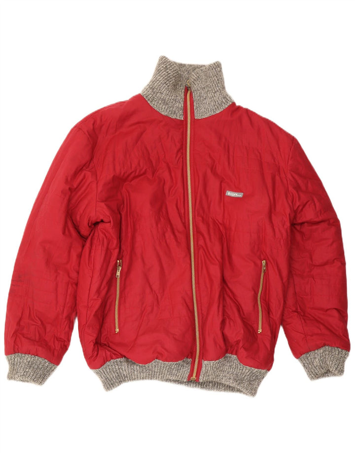 Silvy Veste réversible en tricot pour homme UK 40 Large Gris Géométrique