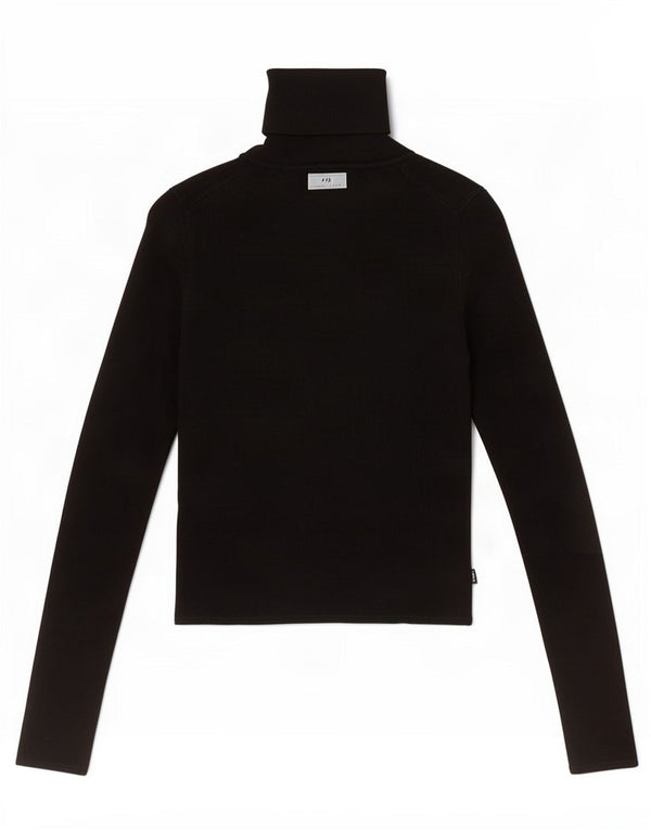 Zara Femme Haut Col Roulé Manches Longues UK 12 Medium Noir Viscose