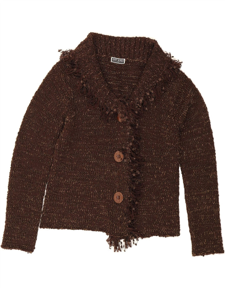 VINTAGE Womens Cardigan Sweater US 3 XS Brown Flecked Polyester Vintage Vintage and Second-Hand Vintage from Messina Hembry 
