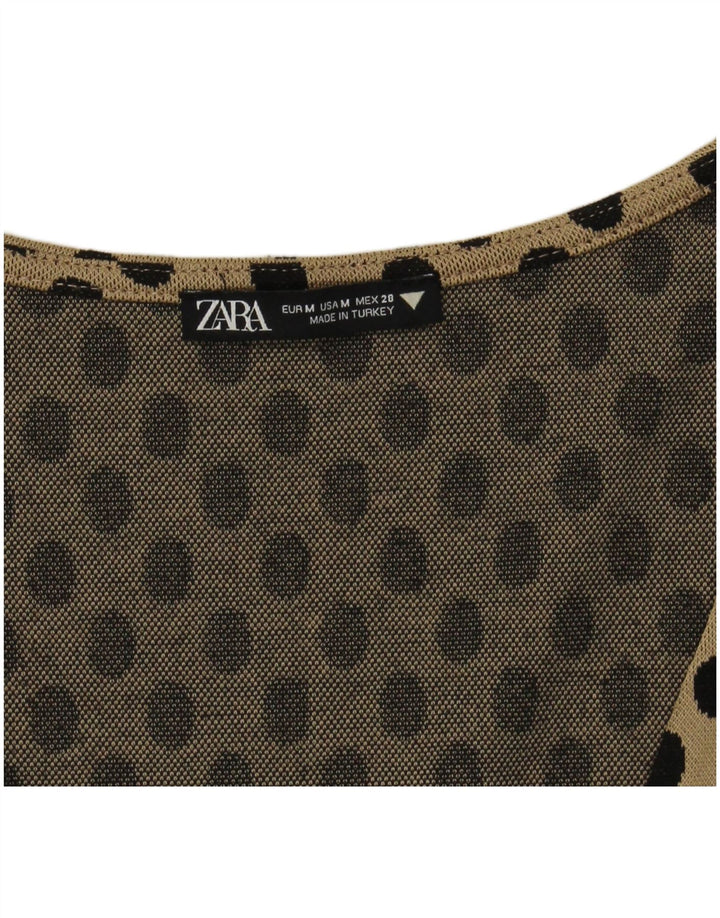 Zara Robe trapèze pour femme UK 12 à pois beige moyen