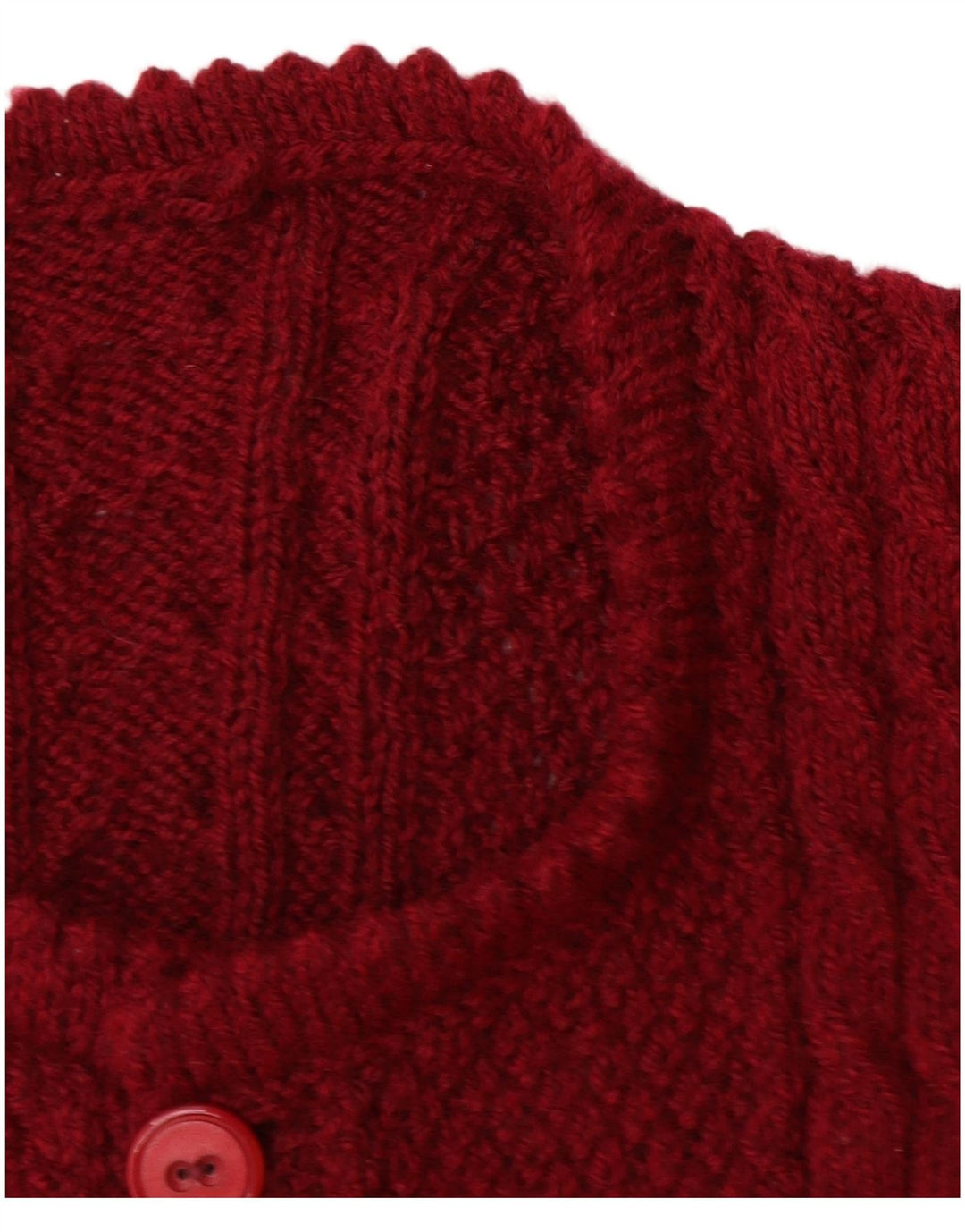 VINTAGE Pull Cardigan Femme UK 14 Grand Bordeaux