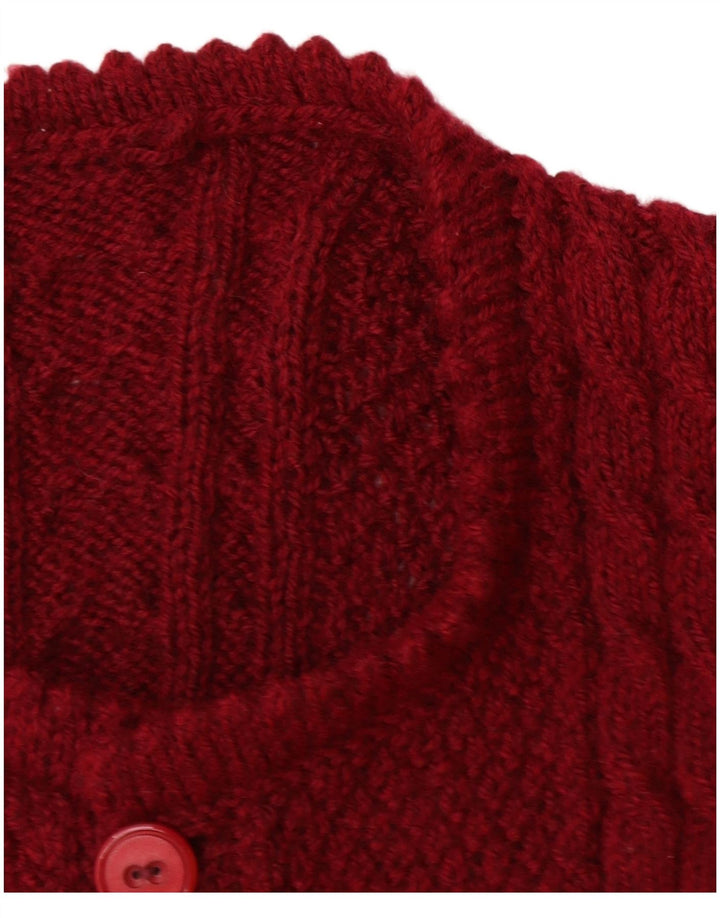 VINTAGE Pull Cardigan Femme UK 14 Grand Bordeaux