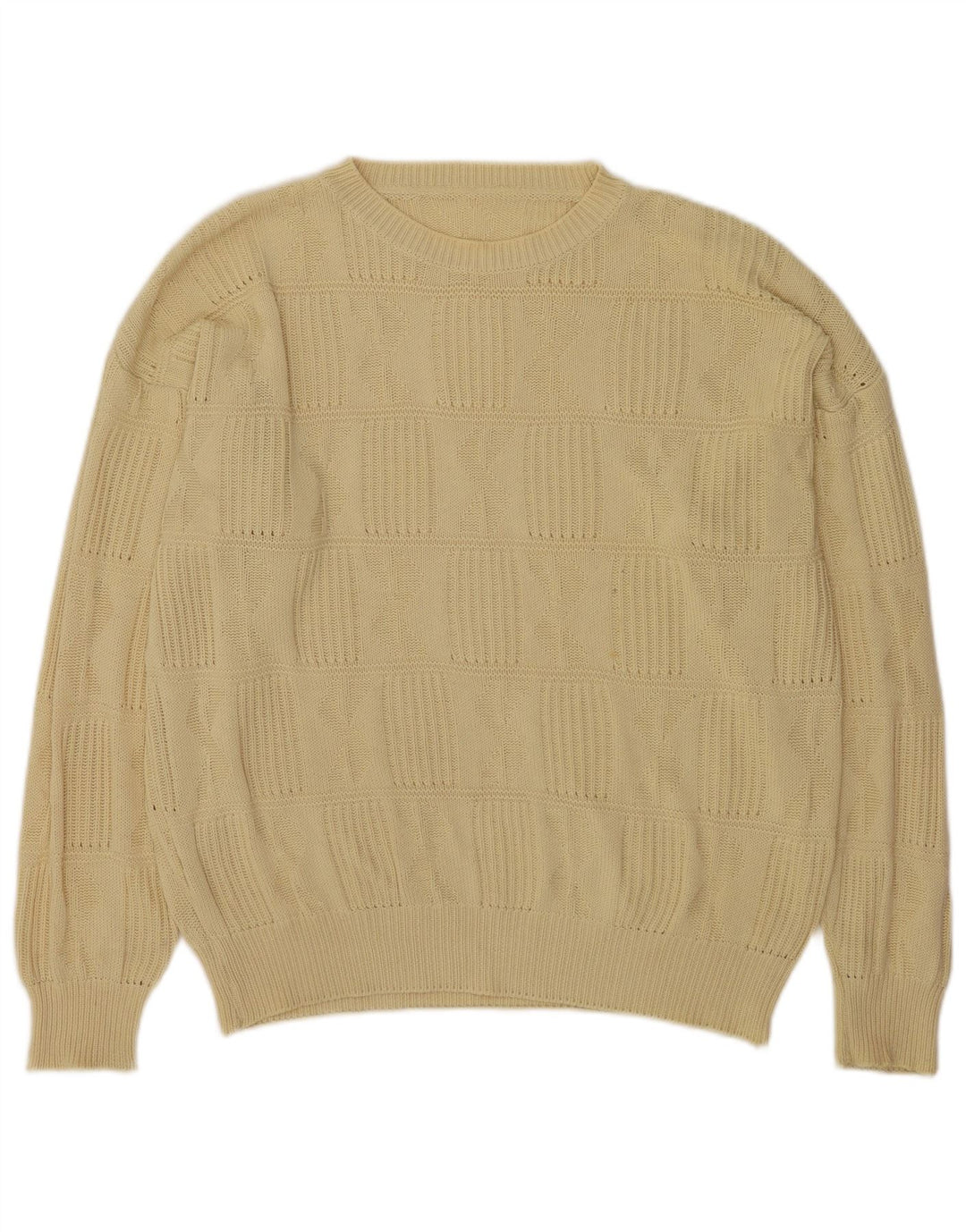 vintage Mens Crew Neck Jumper Pull XL Jaune