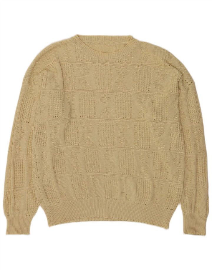 vintage Mens Crew Neck Jumper Pull XL Jaune