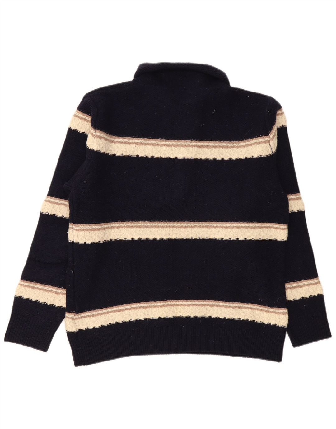 Kappa Pull col boutonné pour homme en laine d'agneau rayée bleu marine moyen