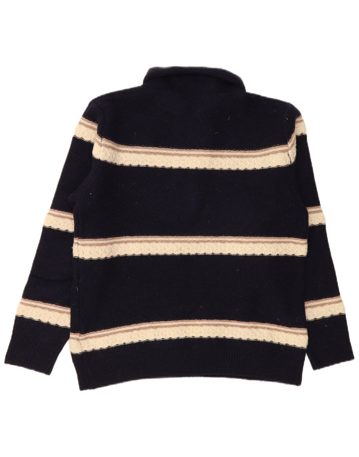 Kappa Pull col boutonné pour homme en laine d'agneau rayée bleu marine moyen