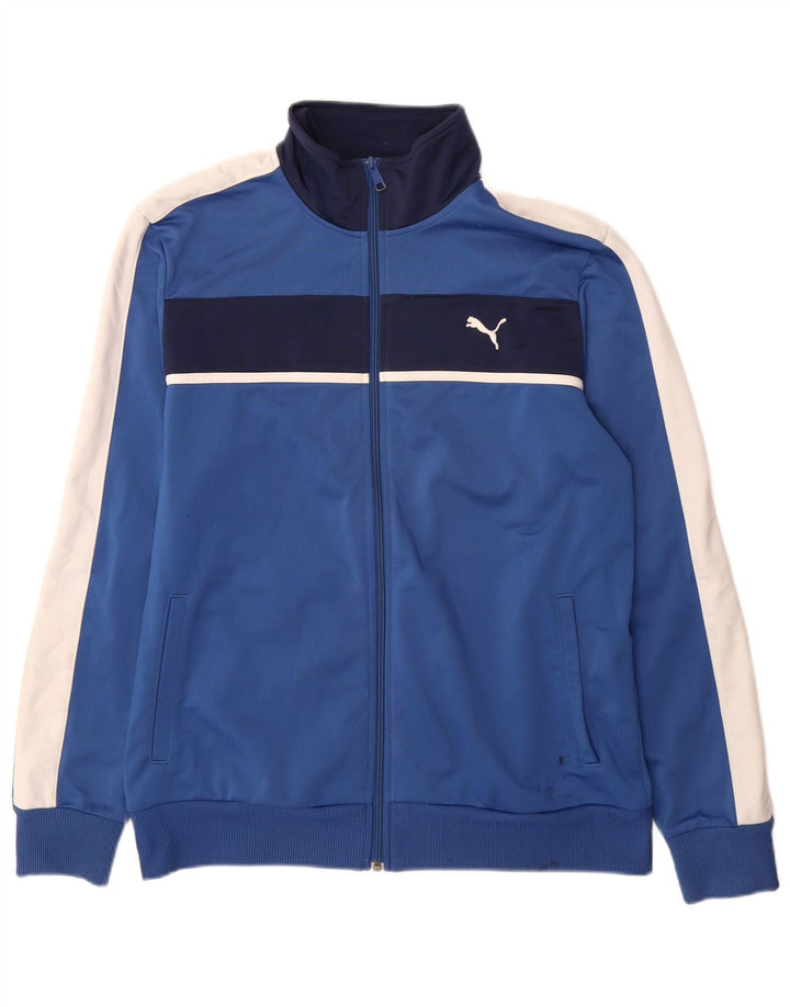 Puma Veste de survêtement pour homme Large Bleu Colorblock Polyester