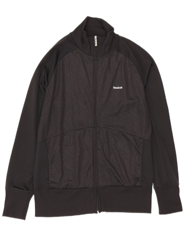 Reebok Veste de survêtement graphique pour femme UK 14 Large Noir