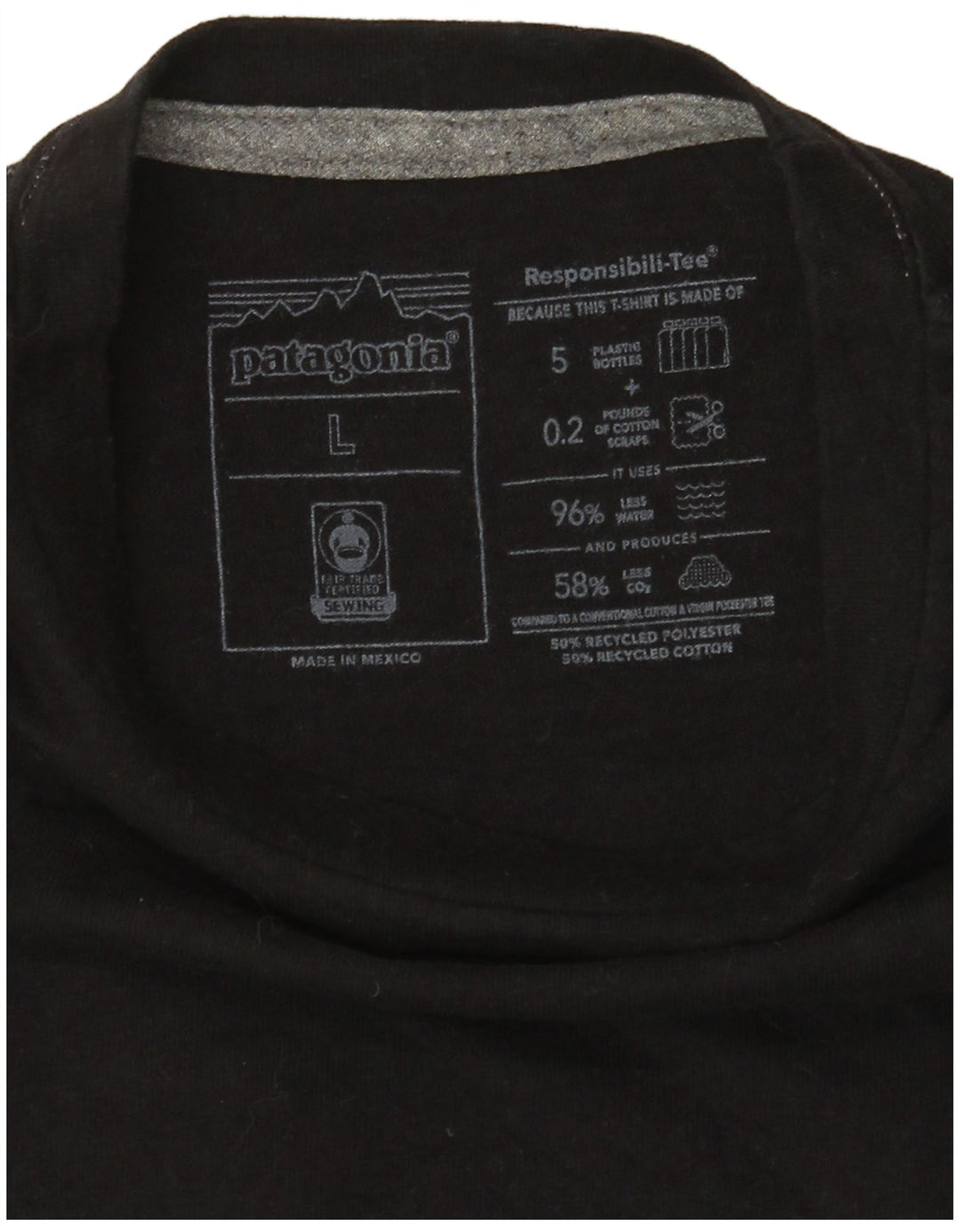Patagonia Femmes Graphique T-Shirt Top UK 16 Large Noir Polyester