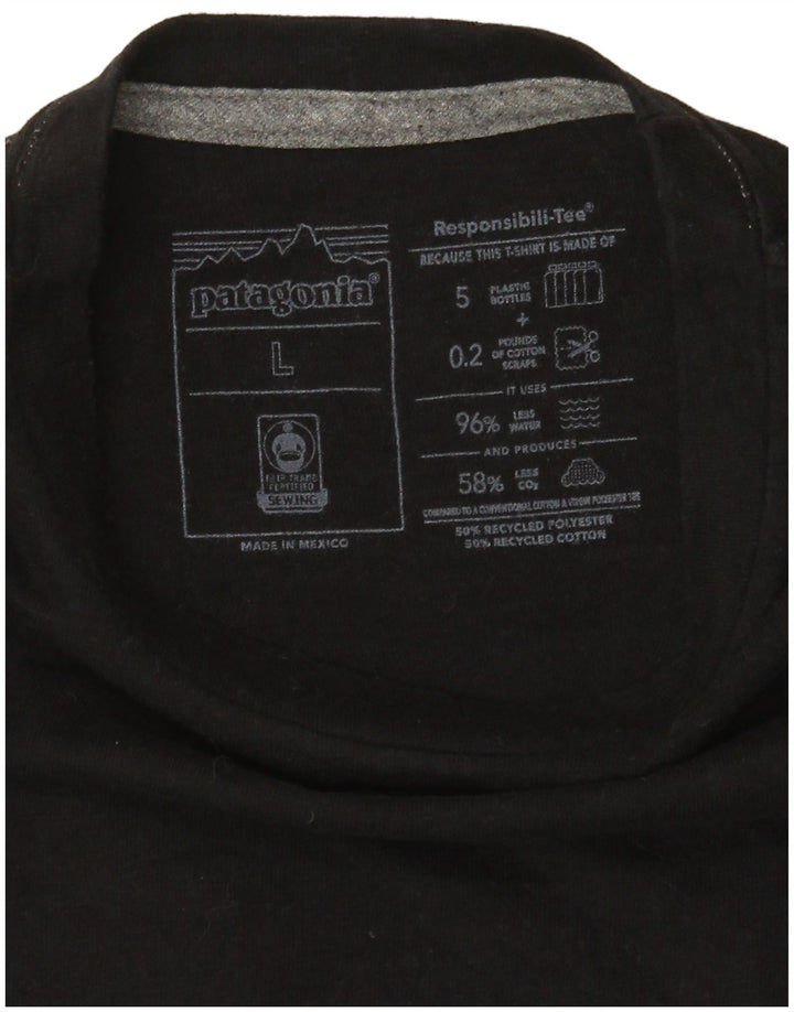 Patagonia Femmes Graphique T-Shirt Top UK 16 Large Noir Polyester