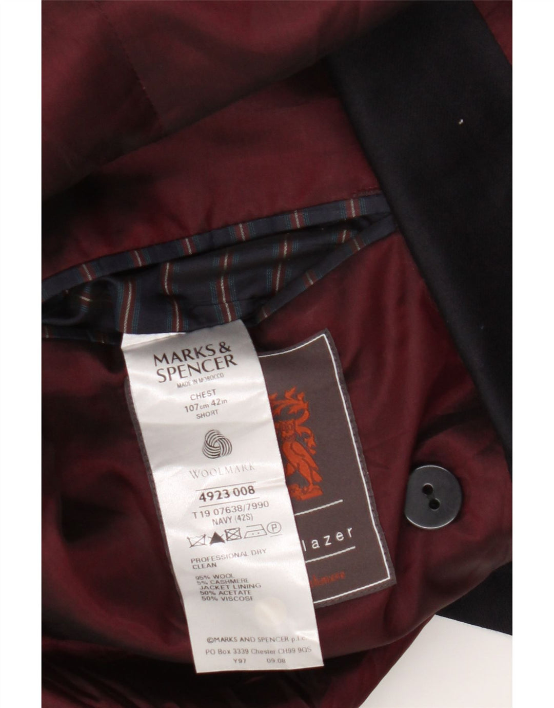 Marks & Spencer Veste blazer double boutonnage pour homme UK 42 Large Bleu marine