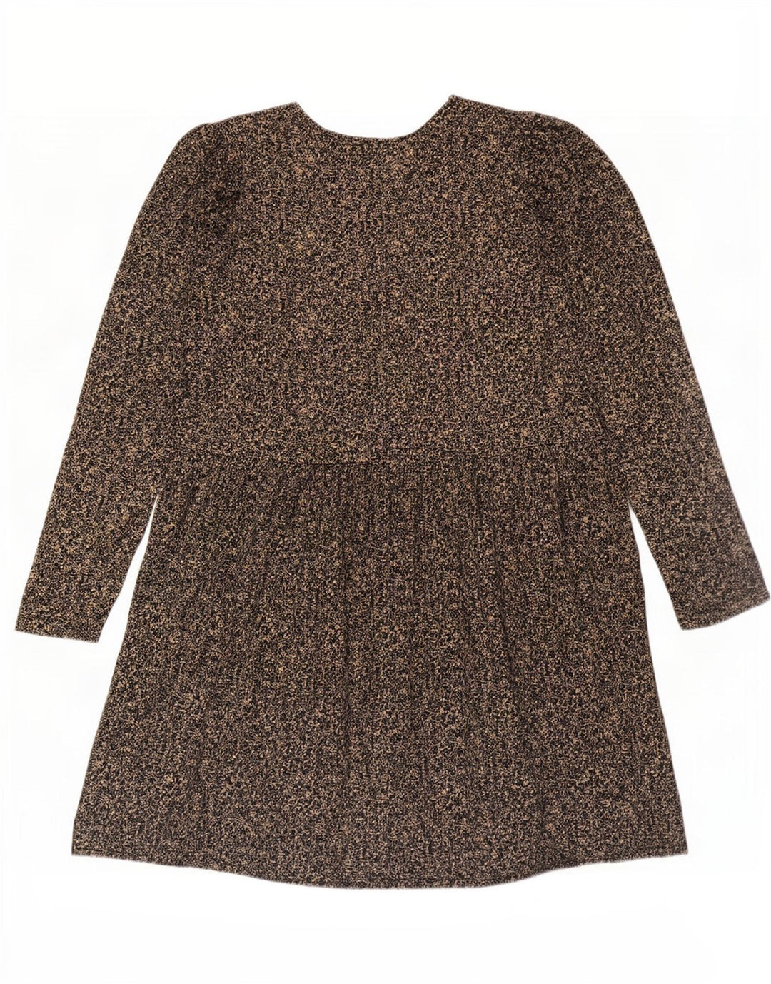 Zara Robe basique à manches longues pour femme UK 44 en polyester floral marron moyen