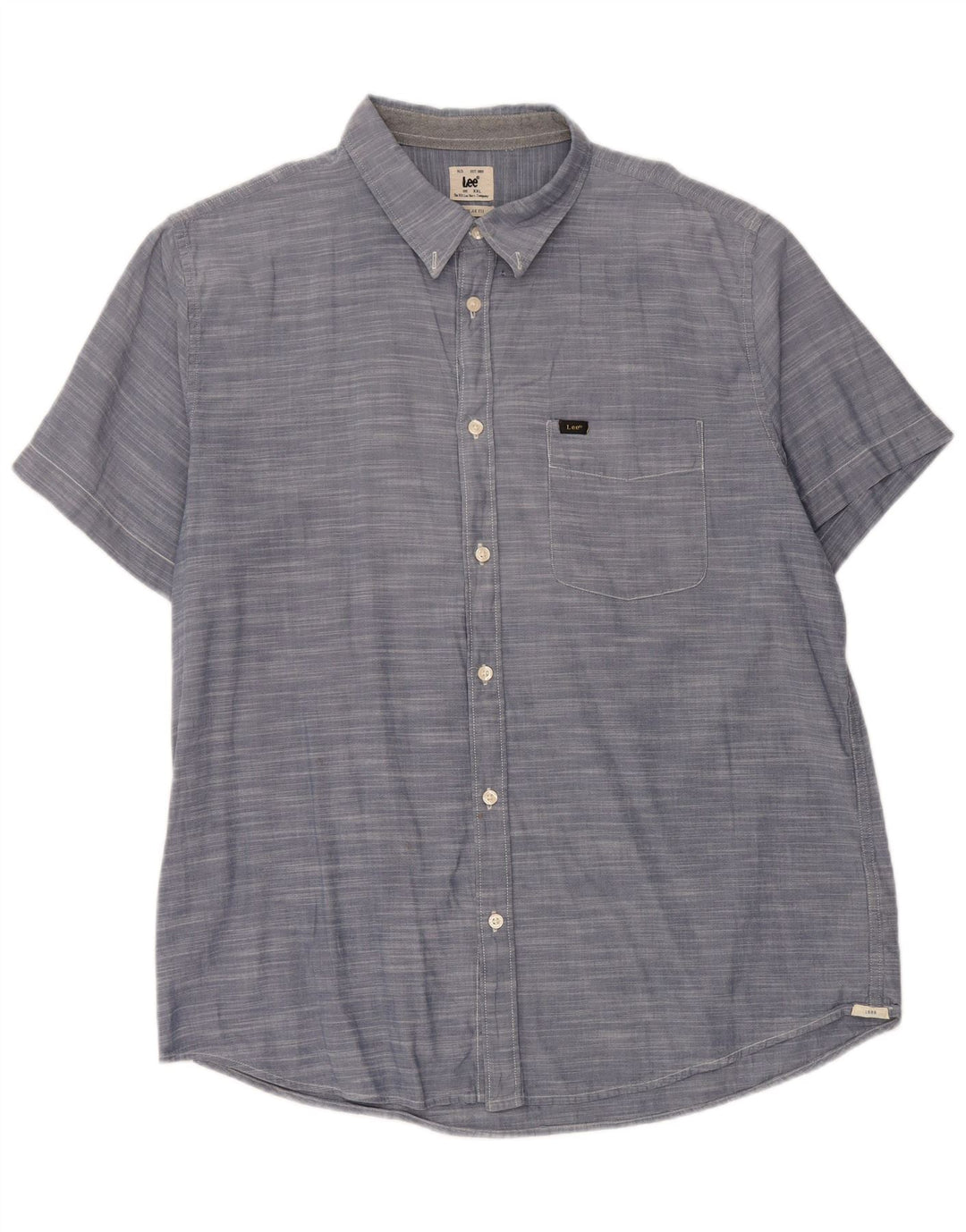 LEE Chemise à manches courtes pour homme Coupe régulière 2XL Bleu Coton