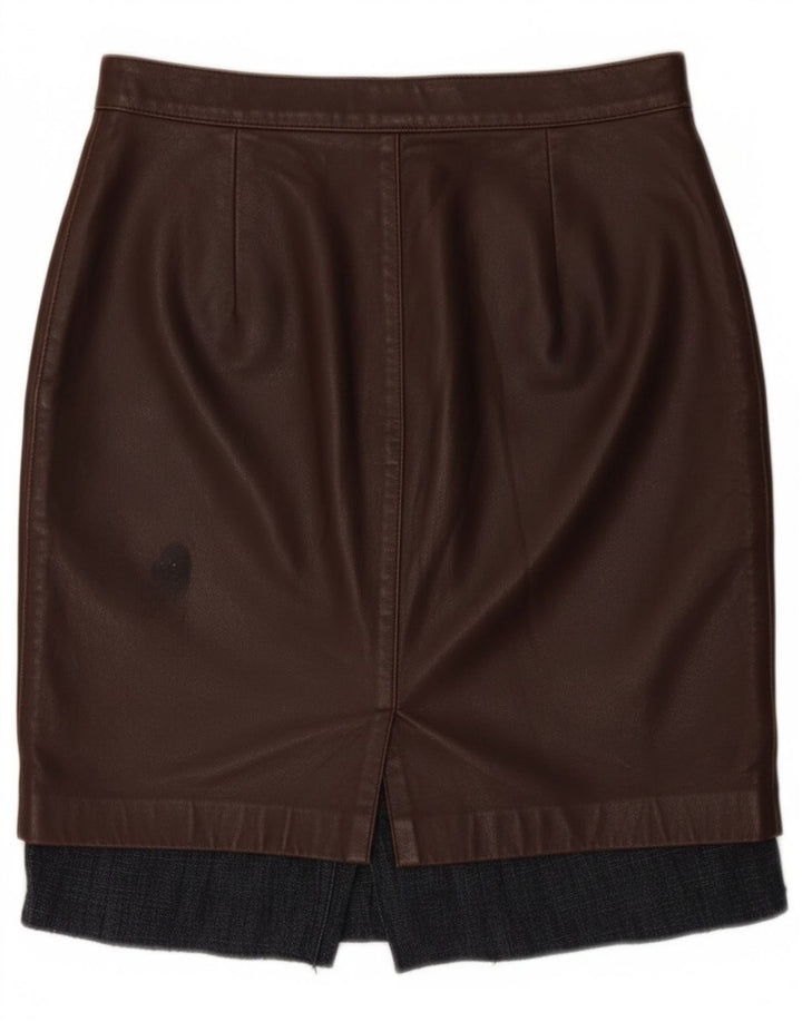 jupe en cuir femme vintage W28 Cuir marron moyen