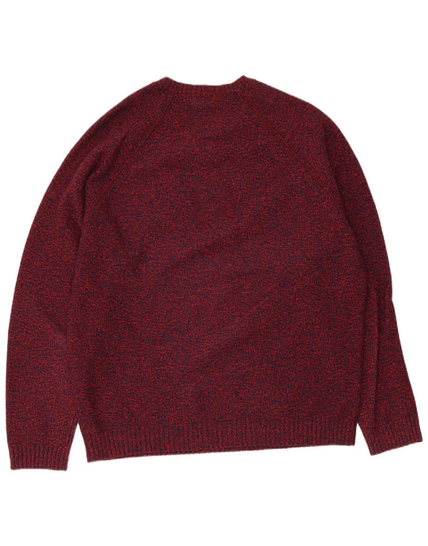 Liu Jo Pull à col rond pour homme XL en laine vierge mouchetée bordeaux