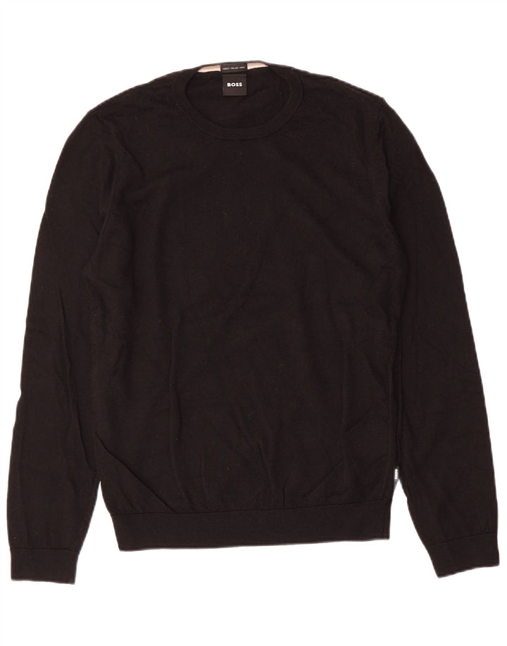Hugo Boss Pull ras du cou en laine noir moyen homme
