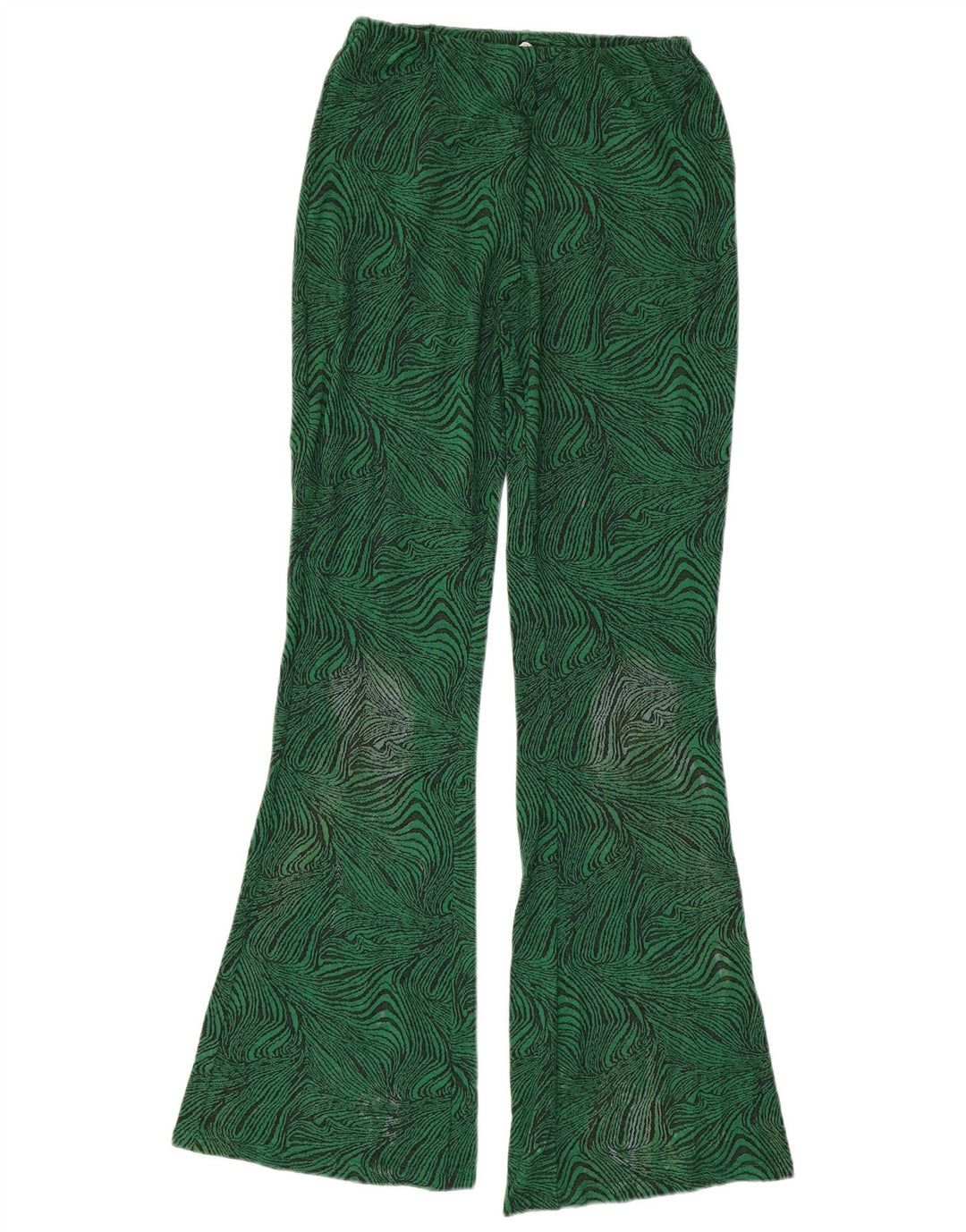 ZARA Pantalon décontracté évasé pour femme Petit W26 L33 Vert imprimé animal