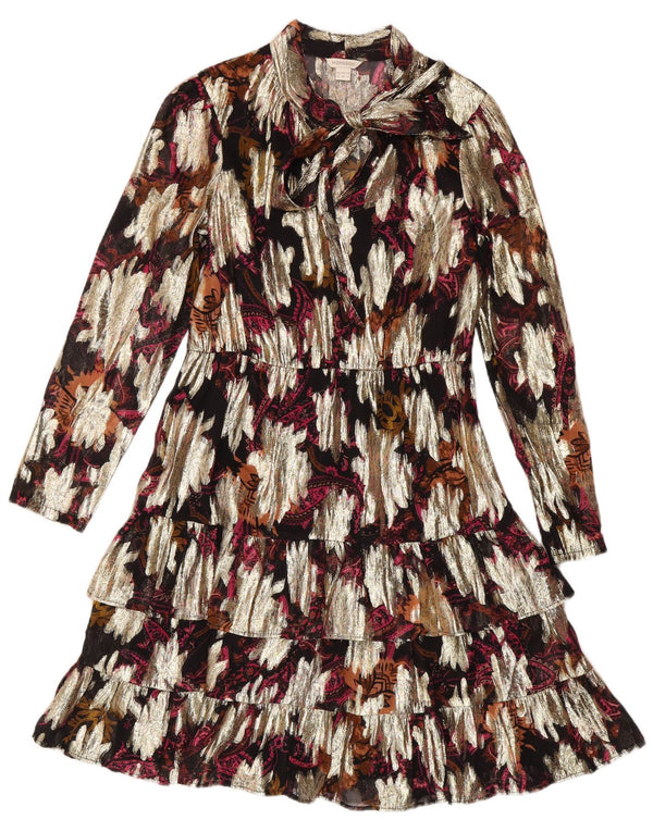 Monsoon Robe à volants à manches longues pour femme UK 10 Small Multicolore Bohème