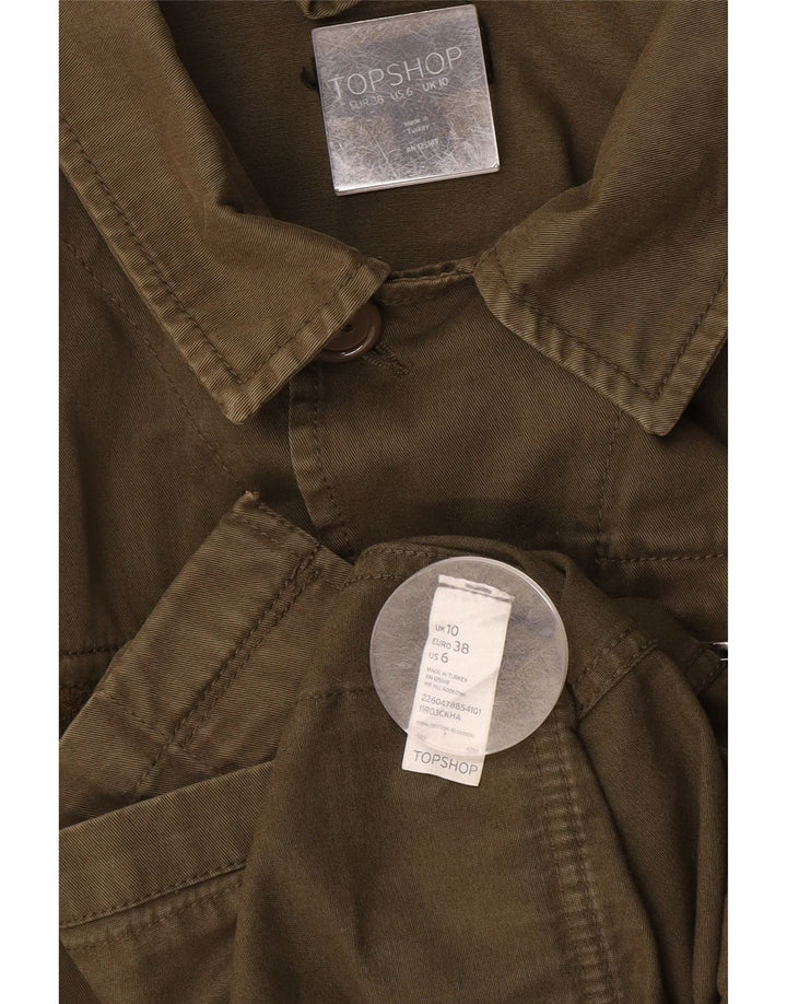 TOPSHOP Veste militaire surdimensionnée pour femme UK 10 Petit coton kaki
